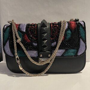 Valentino Garavani Beaded & Embroidered Rockstud Glam Lock Bag - Preowned